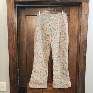 Vintage Multicolor Geometric Women's Pants Est Med
